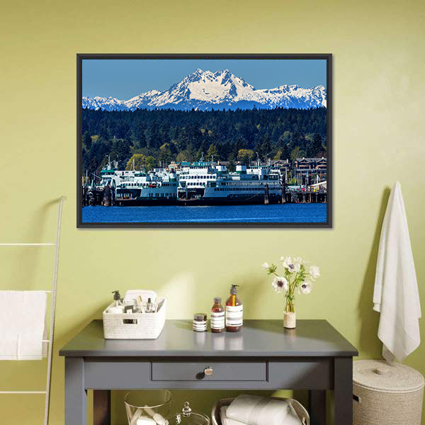 Snow-capped Mount Olympus with Lake Canvas Wall Art