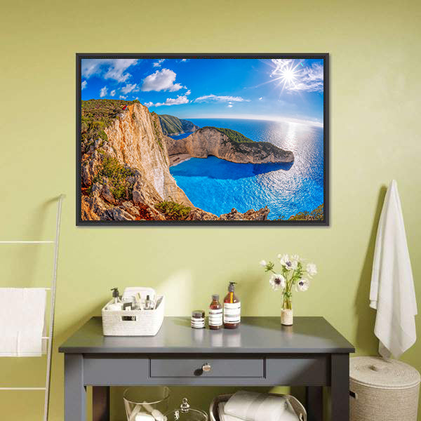 Navagio Beach With Shipwreck Greece Canvas Wall Art-5 Horizontal-Gallery Wrap-22" x 12"-Tiaracle