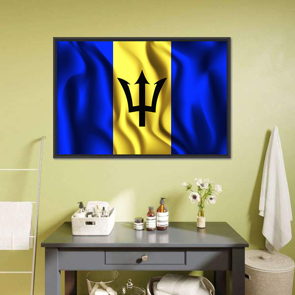 Flag Of Barbados Canvas Wall Art-5 Horizontal-Gallery Wrap-22" x 12"-Tiaracle