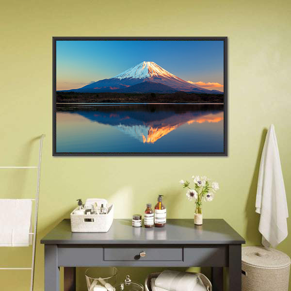 Mount Fuji & Lake Shoji Canvas Wall Art-5 Horizontal-Gallery Wrap-22" x 12"-Tiaracle