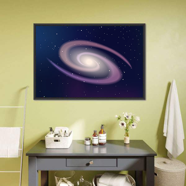 Dark Sky Reflecting Galaxy And Stars Canvas Wall Art-5 Horizontal-Gallery Wrap-22" x 12"-Tiaracle