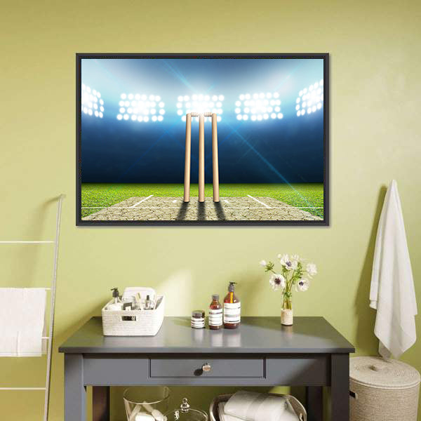 Cricket Stadium With Cricket Pitch Canvas Wall Art-5 Horizontal-Gallery Wrap-22" x 12"-Tiaracle