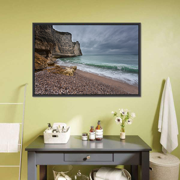 Gloomy Weather on Rocky Coast Canvas Wall Art