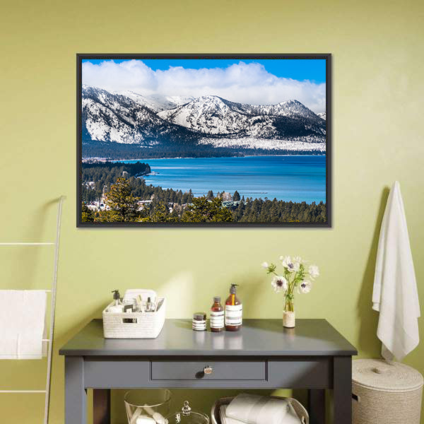 Lake Tahoe With Sierra Mountains Canvas Wall Art