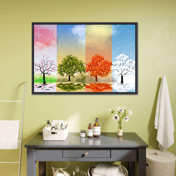Four Seasons Geometric Landscape Canvas Wall Art