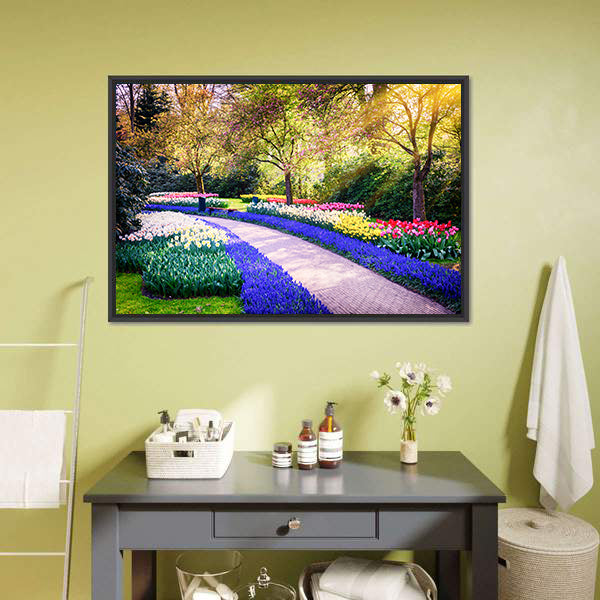 Colorful Flowers Keukenhof Garden Netherlands Canvas Wall Art-5 Horizontal-Gallery Wrap-22" x 12"-Tiaracle