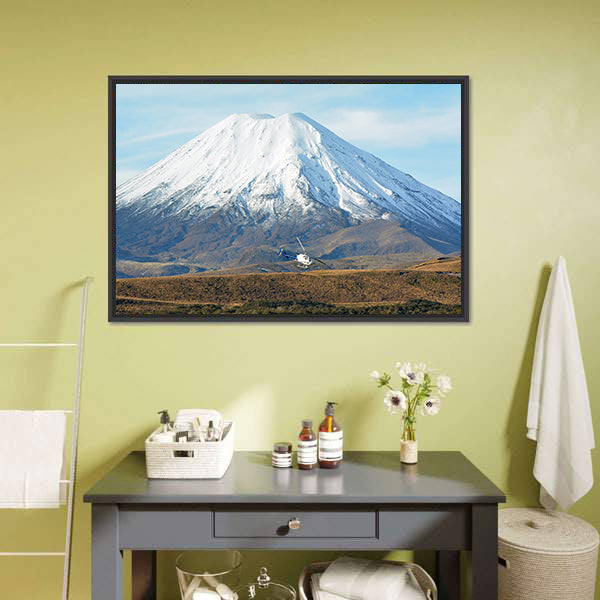 Helicopter Fly Around Mount Ngauruhoe Canvas Wall Art-3 Horizontal-Gallery Wrap-25" x 16"-Tiaracle
