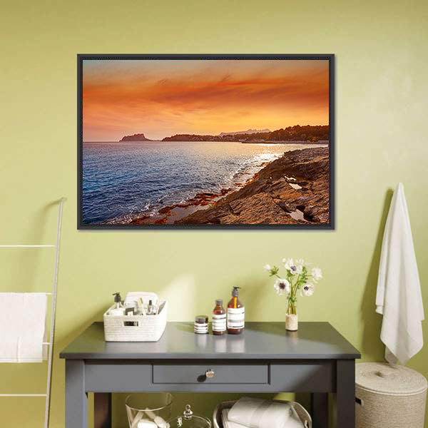 Moraira Beach At Sunset Canvas Wall Art-5 Horizontal-Gallery Wrap-22" x 12"-Tiaracle