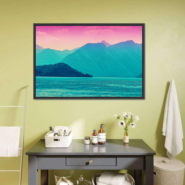 Alpine Mountains And Como Lake Canvas Wall Art-3 Horizontal-Gallery Wrap-25&quot; x 16&quot;-Tiaracle