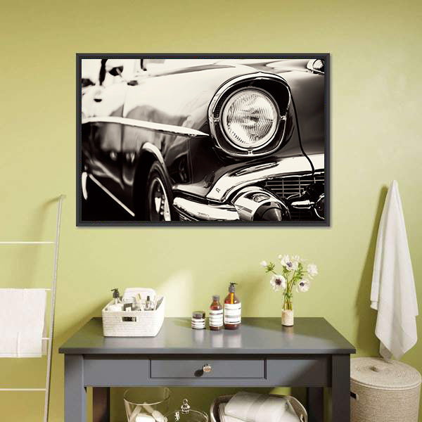 Classic Car Headlight Canvas Wall Art-3 Horizontal-Gallery Wrap-25" x 16"-Tiaracle