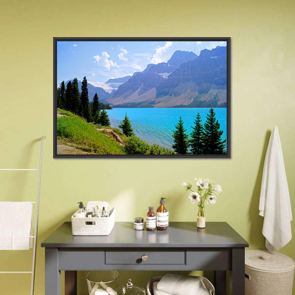 Bow Lake In Canada Canvas Wall Art-5 Horizontal-Gallery Wrap-22" x 12"-Tiaracle