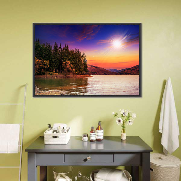 Mountain Lake in Autumn Canvas Wall Art