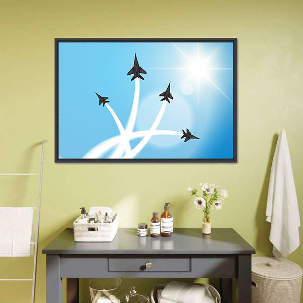 Fighter Jets Performing Acrobatics Canvas Wall Art