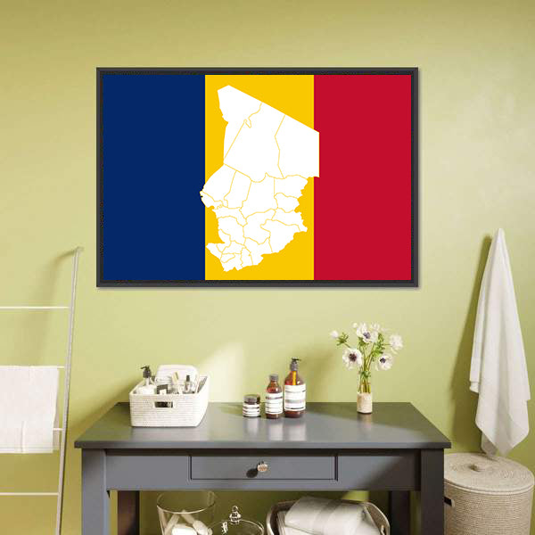 Map In Chad Flag Canvas Wall Art-5 Horizontal-Gallery Wrap-22" x 12"-Tiaracle