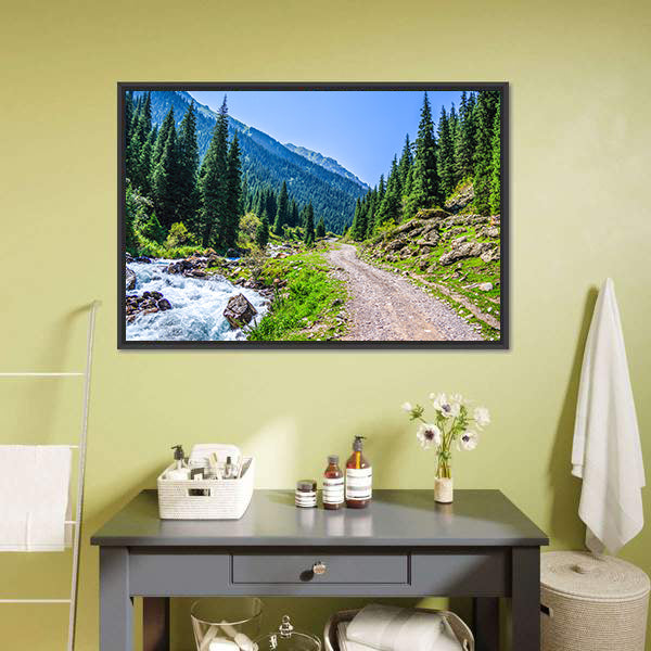 Mountain River Road Canvas Wall Art