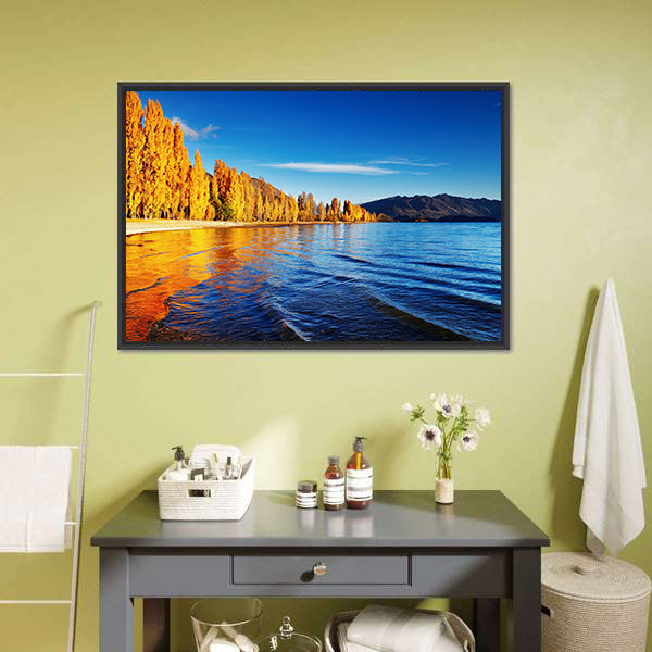 Lake Wanaka Golden Autumn Reflection Canvas Wall Art