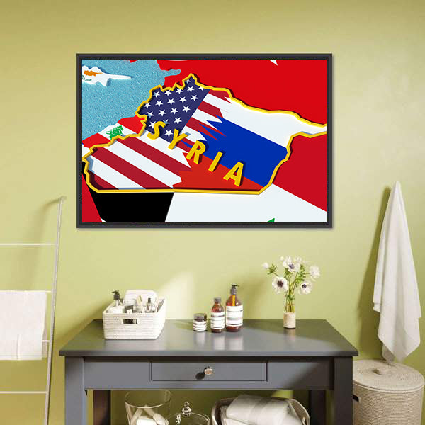 Map Of Syria Canvas Wall Art-5 Horizontal-Gallery Wrap-22" x 12"-Tiaracle