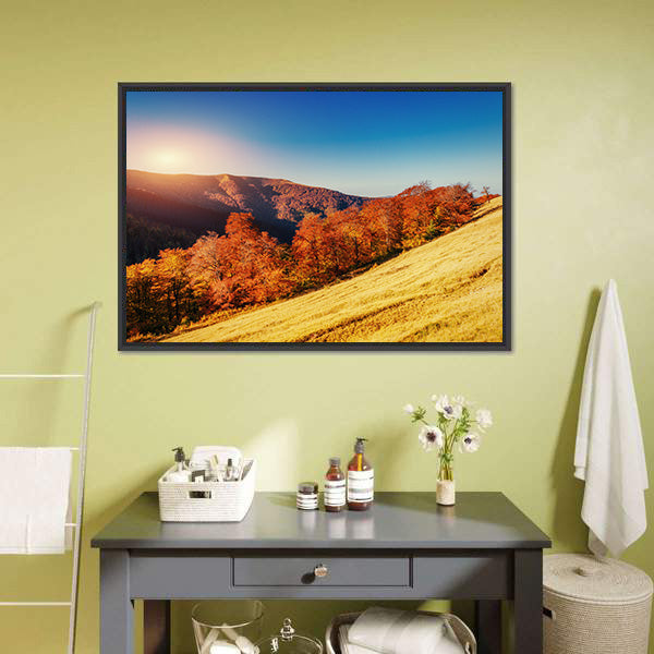 Forest Road In Autumn Canvas Wall Art-5 Horizontal-Gallery Wrap-22" x 12"-Tiaracle