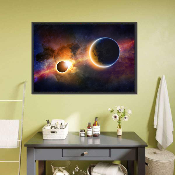 Glowing Planet Earth in Space Canvas Wall Art