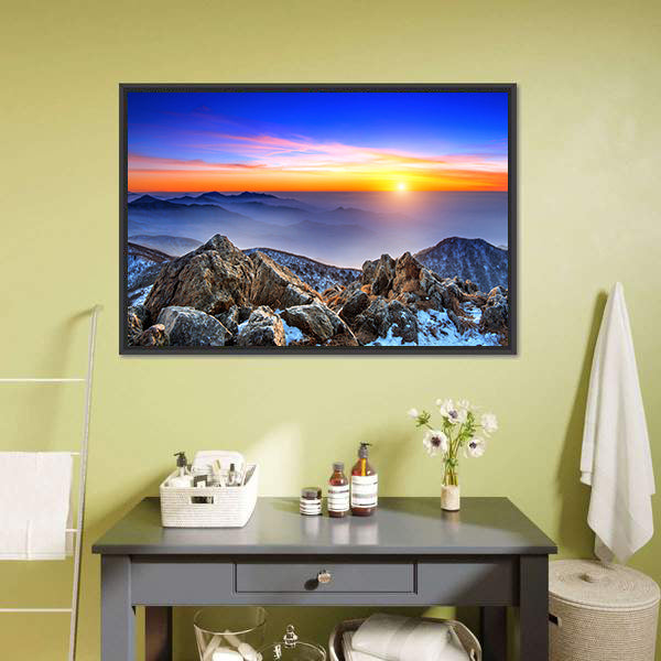 Deogyusan Sunrise Over Snow-capped Peaks Canvas Wall Art