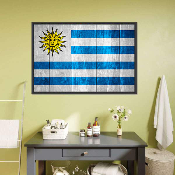 Flag Of Uruguay Canvas Wall Art-5 Horizontal-Gallery Wrap-22" x 12"-Tiaracle