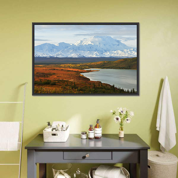 Denali Mountain And Wonder Lake At Sunrise Canvas Wall Art-5 Horizontal-Gallery Wrap-22" x 12"-Tiaracle