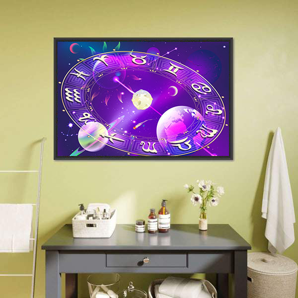 Horoscope Circle Canvas Wall Art-5 Horizontal-Gallery Wrap-22" x 12"-Tiaracle