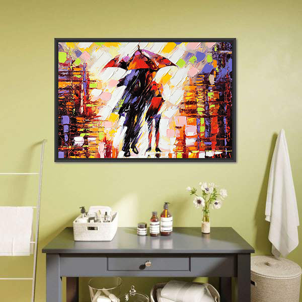 Couple Under an Umbrella Canvas Wall Art