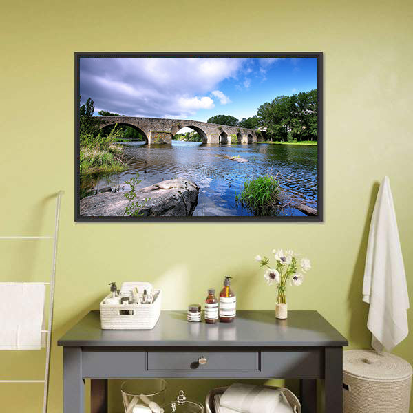 Bridge And River In Spain Canvas Wall Art-3 Horizontal-Gallery Wrap-25" x 16"-Tiaracle