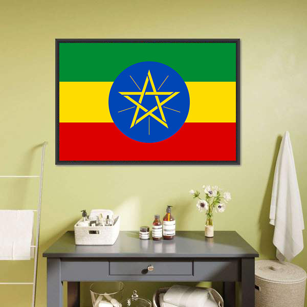 Flag Of Ethiopia Canvas Wall Art-5 Horizontal-Gallery Wrap-22" x 12"-Tiaracle
