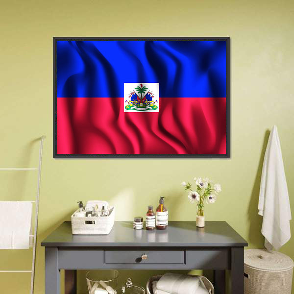 Flag Of Haiti Canvas Wall Art-5 Horizontal-Gallery Wrap-22" x 12"-Tiaracle