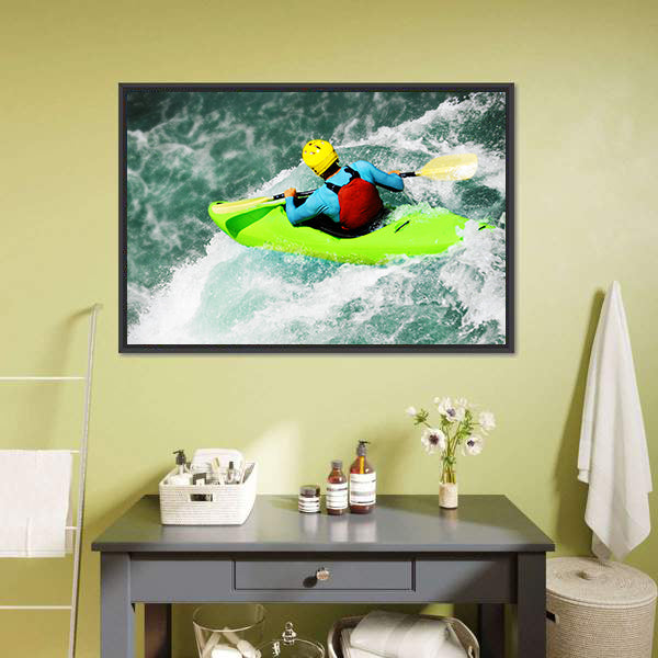 Kayaking in Extreme Fall Canvas Wall Art-3 Horizontal-Gallery Wrap-25" x 16"-Tiaracle