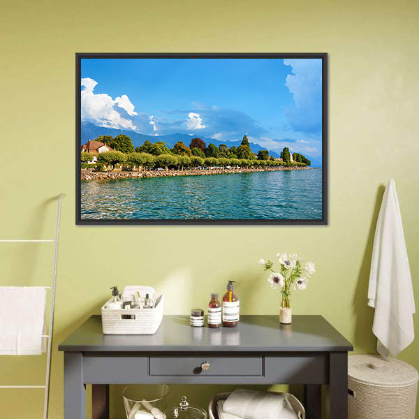Lake Geneva in Vevey Canvas Wall Art