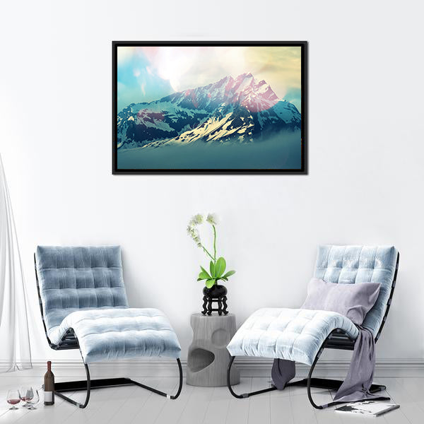 Majestic Mountain Peak in Bright Light Canvas Wall Art