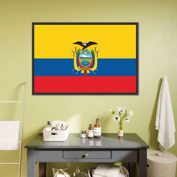 Ecuador Flag Canvas Wall Art-5 Horizontal-Gallery Wrap-22" x 12"-Tiaracle