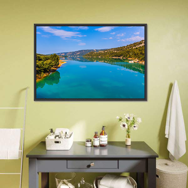 Emerald Green Water Of Lake Sainte Canvas Wall Art