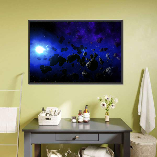 Cold Star With The Flying Asteroids Canvas Wall Art-3 Horizontal-Gallery Wrap-25" x 16"-Tiaracle