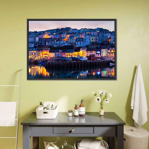 Brixham Harbour at Sunset Canvas Wall Art
