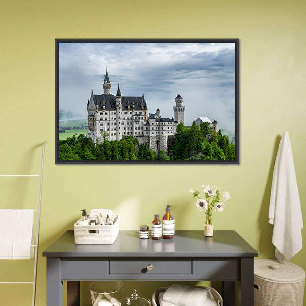 Castel Called Neuschwanstein In Bavaria Canvas Wall Art-3 Horizontal-Gallery Wrap-25" x 16"-Tiaracle