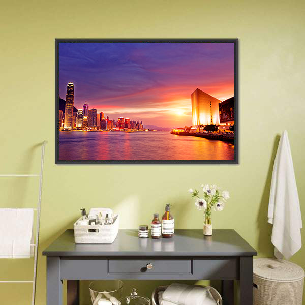 Hong Kong Cityscape at Sunset Canvas Wall Art