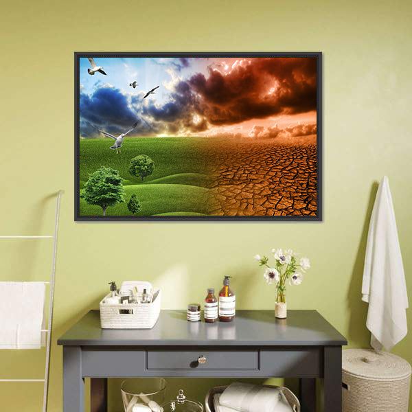 Nature Contrast in Global Warming Canvas Wall Art