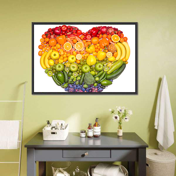 Heart Of Fruits And Vegetables Canvas Wall Art-5 Horizontal-Gallery Wrap-22" x 12"-Tiaracle
