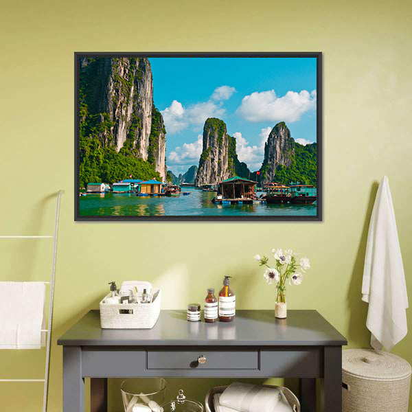Floating Fishing Village Canvas Wall Art