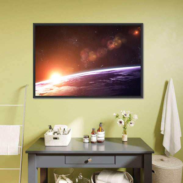 Beautiful Sunset On Planet Earth Canvas Wall Art-3 Horizontal-Gallery Wrap-25" x 16"-Tiaracle