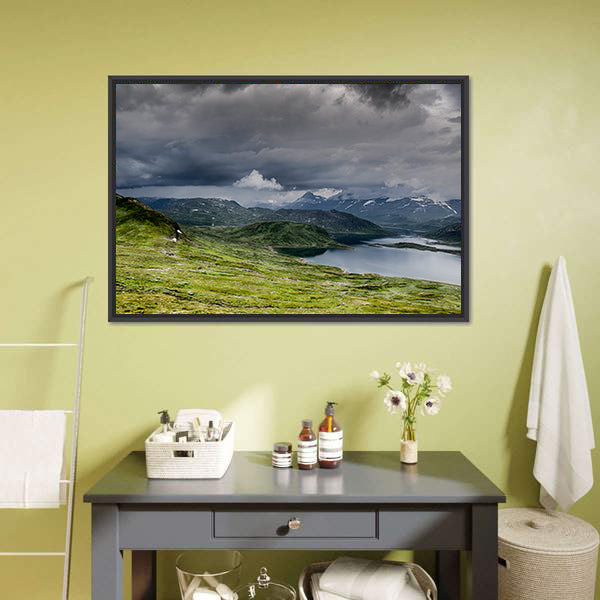 Calm Lake with Snow-capped Mountains Canvas Wall Art