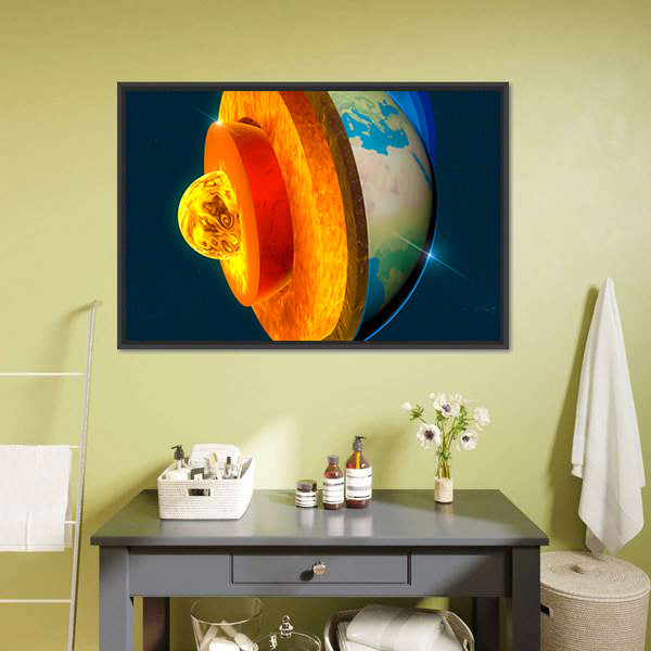 Earth's Core Cross-section Illustration Canvas Wall Art