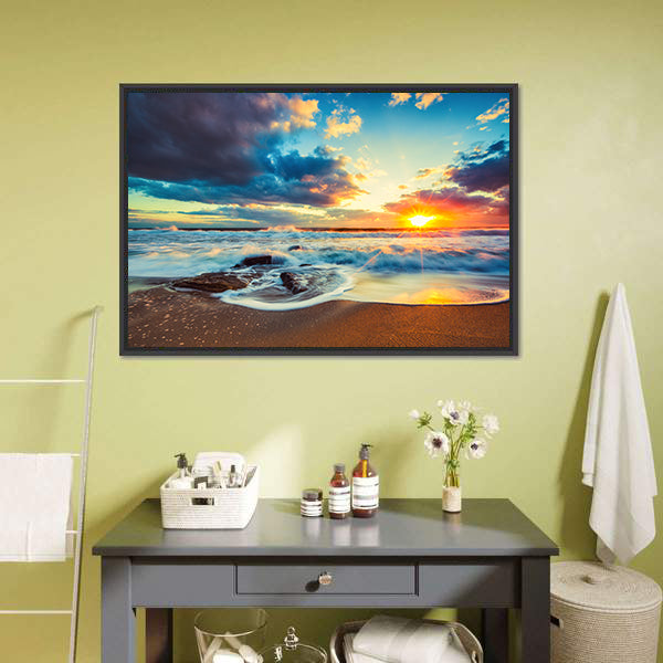 Cloudscape Over The Sea Canvas Wall Art-5 Horizontal-Gallery Wrap-22" x 12"-Tiaracle