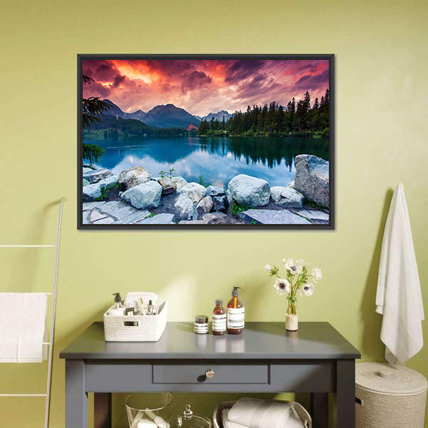 Mountain Lake In National Park High Tatra Canvas Wall Art-5 Horizontal-Gallery Wrap-22" x 12"-Tiaracle