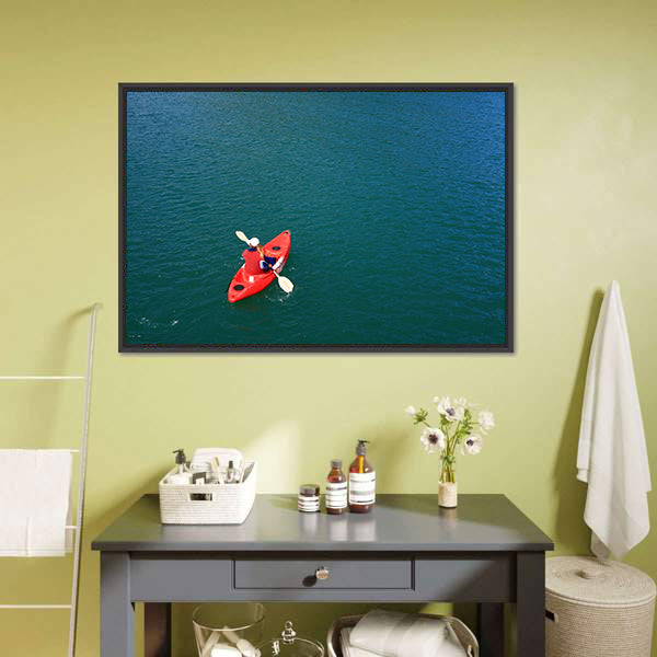 Kayaking in Calm Ocean Waters Canvas Wall Art