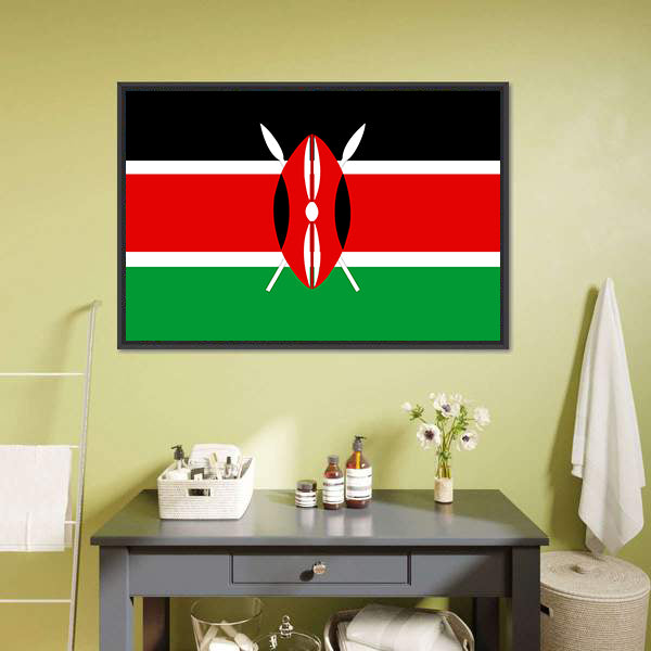 Flag Of Kenya Illustration Canvas Wall Art-5 Horizontal-Gallery Wrap-22" x 12"-Tiaracle